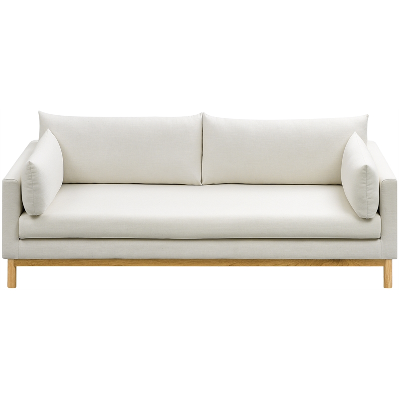 Maklaine Linen Cream Sofa Rectangular 89.5