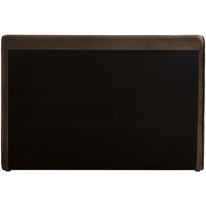 Maklaine Rich Soft Brown Velvet Curved Headboard and Footboard Queen Bed