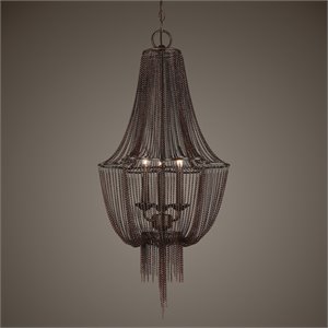 Maklaine Contemporary 3 Draped Jewelry Chain Chandelier in Dark Bronze
