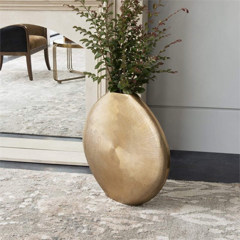 Maklaine Aluminum Gold Vase Rectangular Contemporary 22