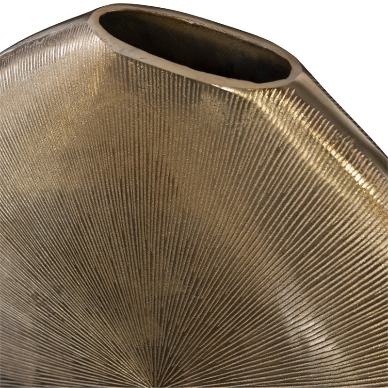 Maklaine Aluminum Gold Vase Rectangular Contemporary 22