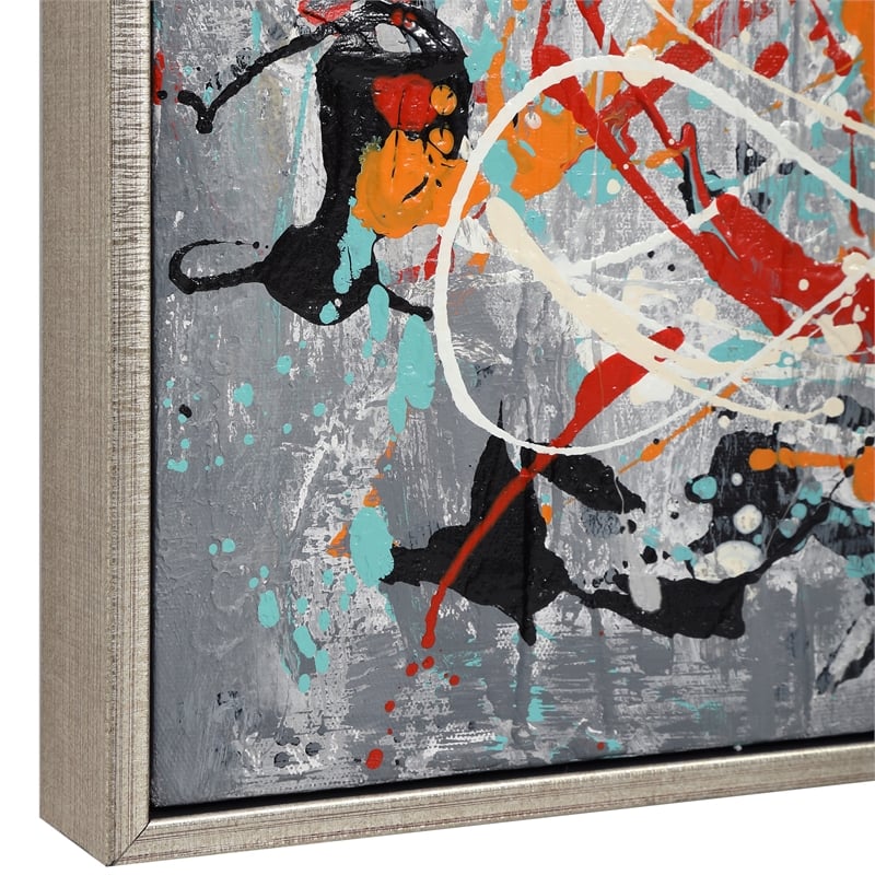 Maklaine Organized Chaos Wood Plastic Hand Painted Canvas in Multi-Color