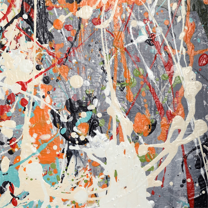 Maklaine Organized Chaos Wood Plastic Hand Painted Canvas in Multi-Color