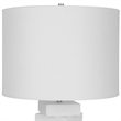Maklaine Contemporary Rice Stone and Linen Geometric Table Lamp in White