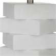 Maklaine Contemporary Rice Stone and Linen Geometric Table Lamp in White
