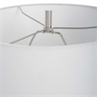 Maklaine Contemporary Rice Stone and Linen Geometric Table Lamp in White