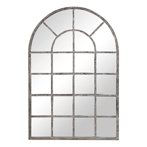 Maklaine Coastal Iron Metal and MDF Mirror in Antique Rustic Gray