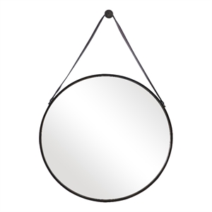 Maklaine Round Coastal Iron Metal and MDF Wood Mirror in Bronze