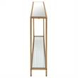 Maklaine Contemporary Metal Console Table with Mirror Top Self in Gold
