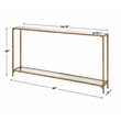 Maklaine Contemporary Metal Console Table with Mirror Top Self in Gold