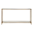 Maklaine Contemporary Metal Console Table with Mirror Top Self in Gold
