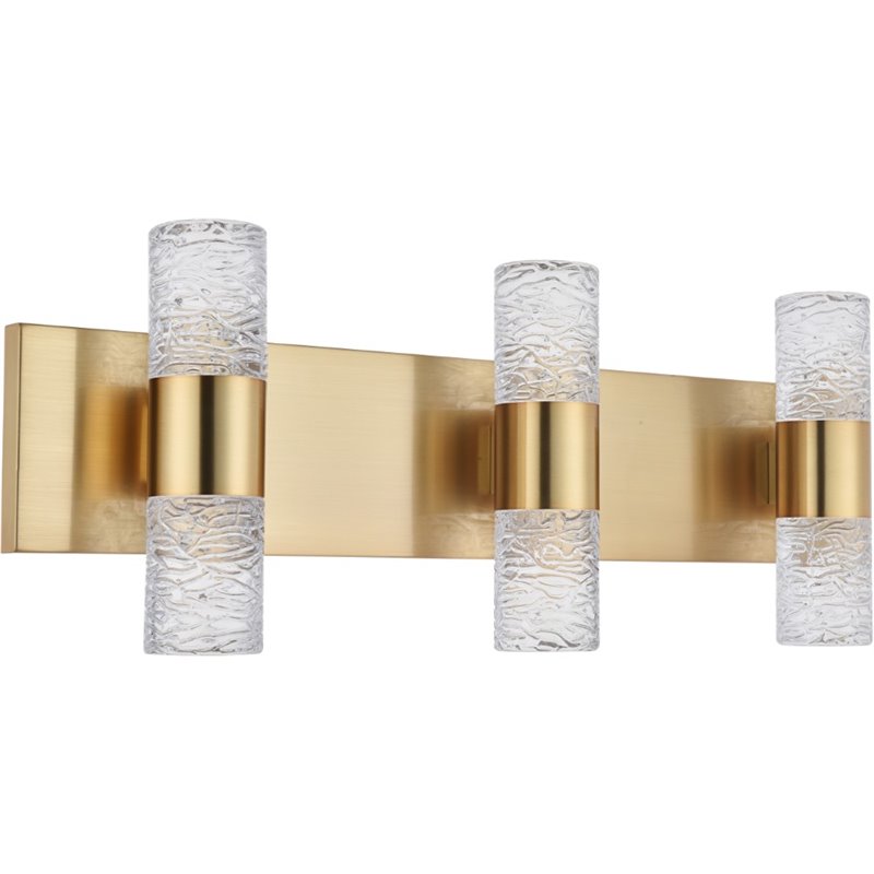 Maklaine Contemporary 6 Light Clear LED Vanity Light in Gold