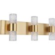 Maklaine Contemporary 6 Light Clear LED Vanity Light in Gold