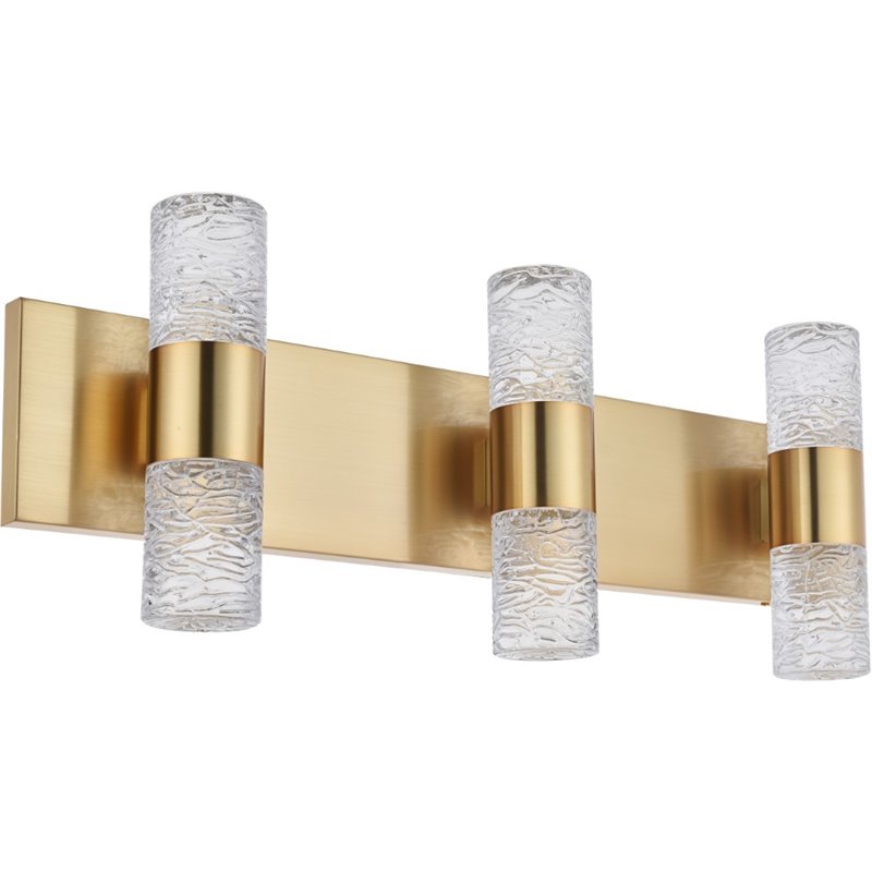 Maklaine Contemporary 6 Light Clear LED Vanity Light in Gold