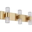 Maklaine Contemporary 6 Light Clear LED Vanity Light in Gold