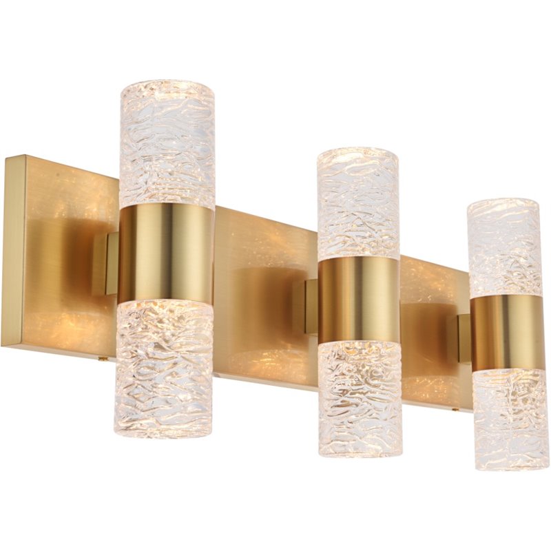 Maklaine Contemporary 6 Light Clear LED Vanity Light in Gold
