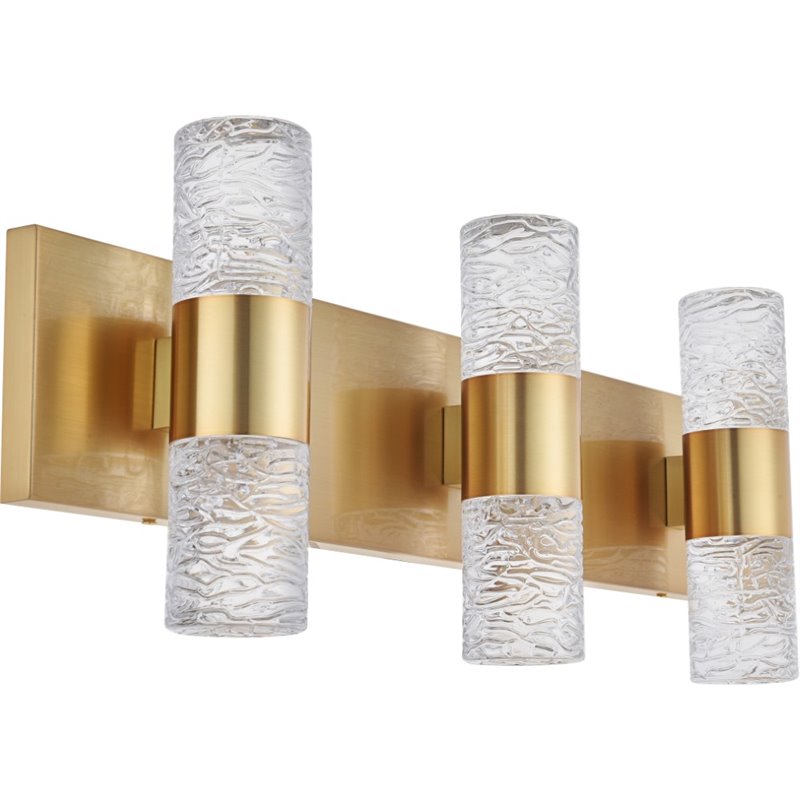 Maklaine Contemporary 6 Light Clear LED Vanity Light in Gold