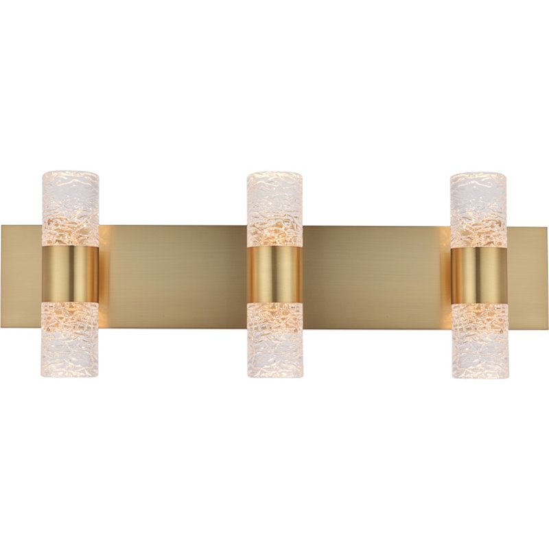 Maklaine Contemporary 6 Light Clear LED Vanity Light in Gold
