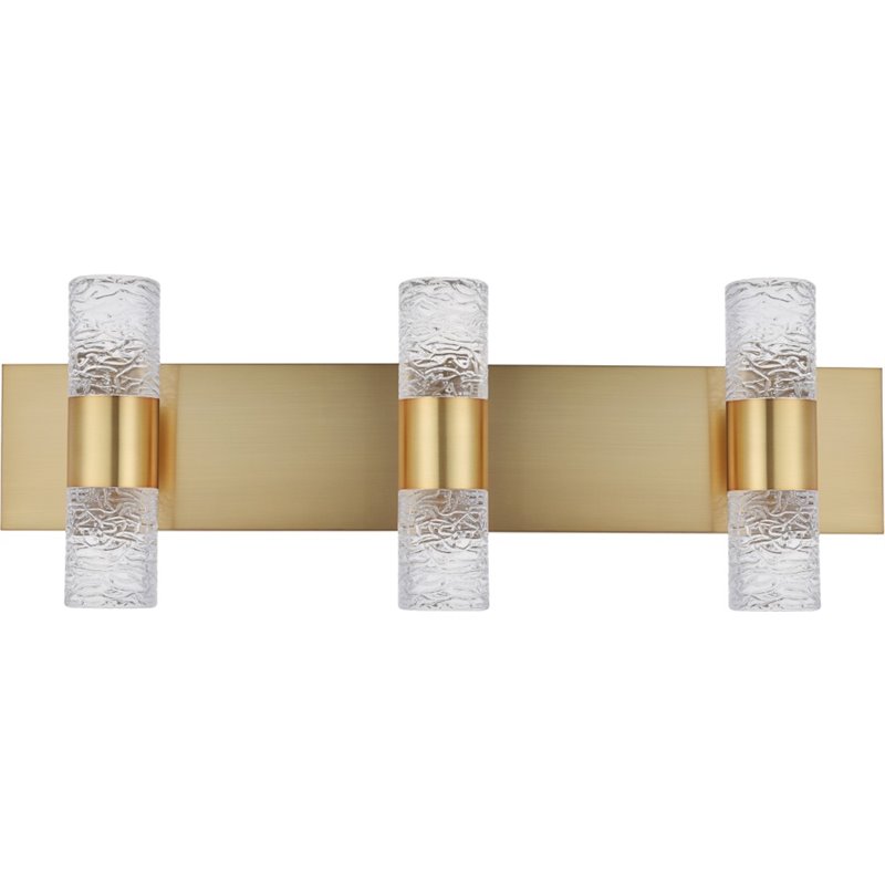 Maklaine Contemporary 6 Light Clear LED Vanity Light in Gold