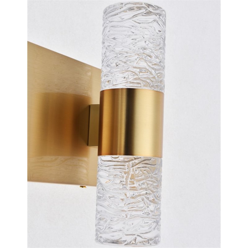 Maklaine Contemporary 6 Light Clear LED Vanity Light in Gold