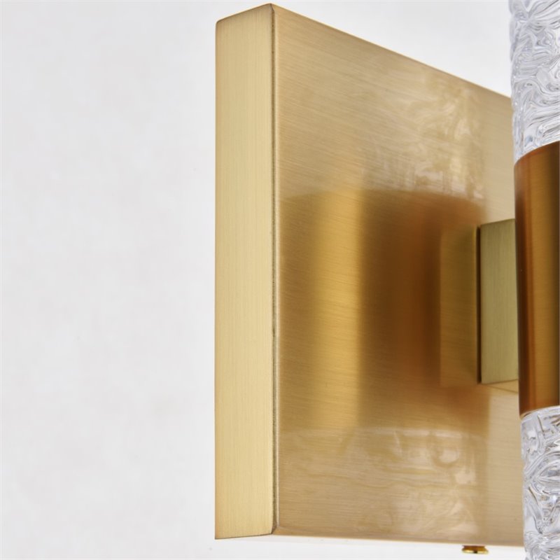 Maklaine Contemporary 6 Light Clear LED Vanity Light in Gold