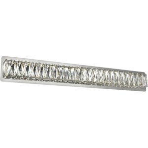 Maklaine Contemporary 32&quot Royal Cut Crystal Vanity Light in Chrome