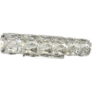 Maklaine Contemporary 18.1&quot Royal Cut Crystal LED Vanity Light in Chrome