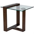 Maklaine Contemporary Rectangular Wood and Glass End Table in Brown