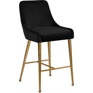 Maklaine Contemporary 28&quotH Velvet Bar Stool in Black (Set of 2)