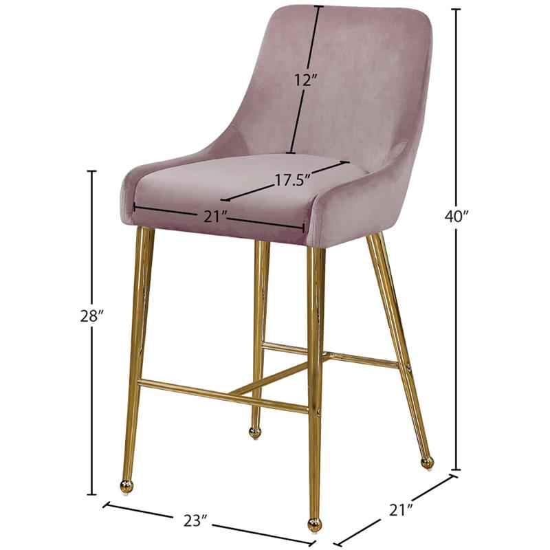 Maklaine Velvet Pink Bar Stool Contemporary 28