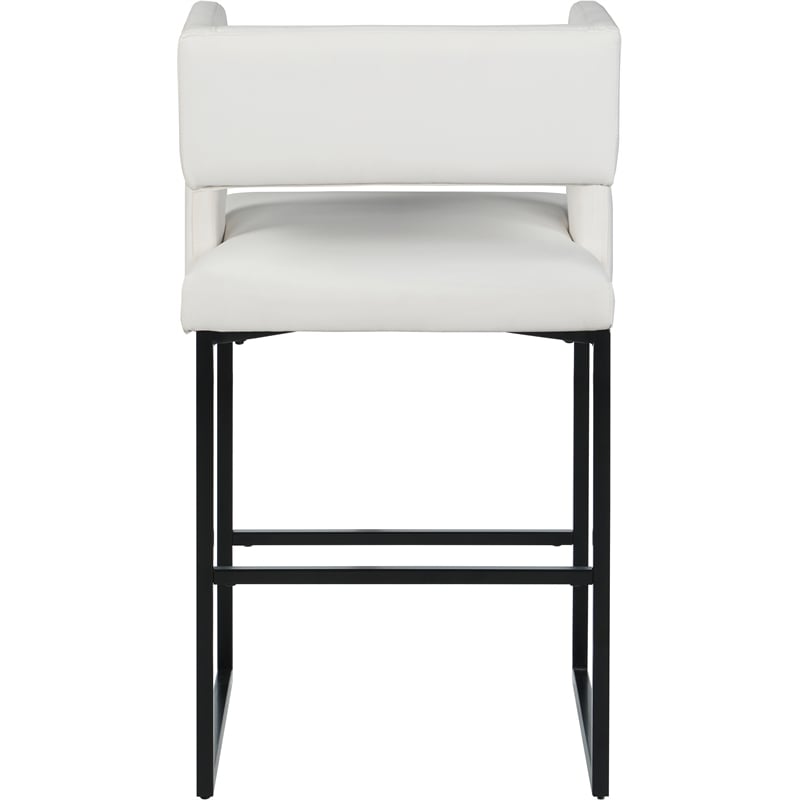 Maklaine Contemporary White Vegan Leather Counter Stool (Set of 2)