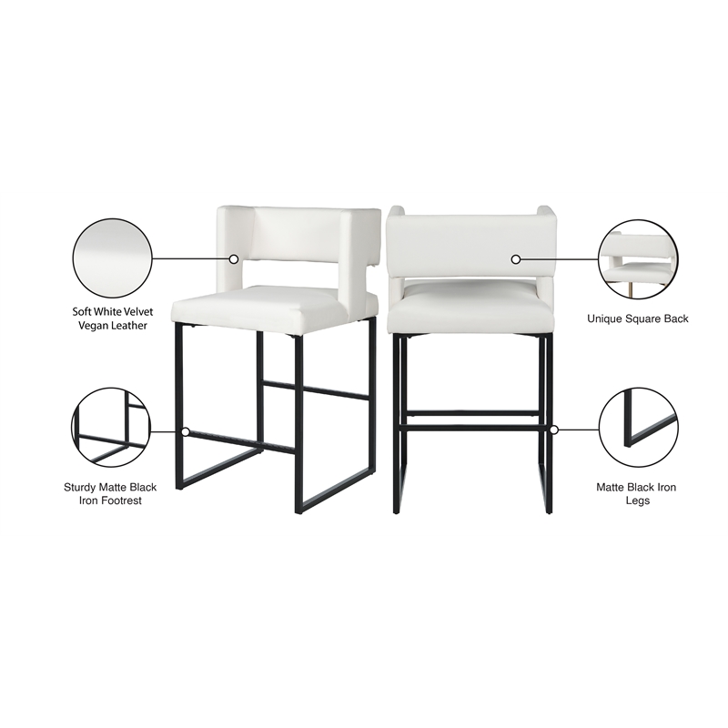 Maklaine Contemporary White Vegan Leather Counter Stool (Set of 2)