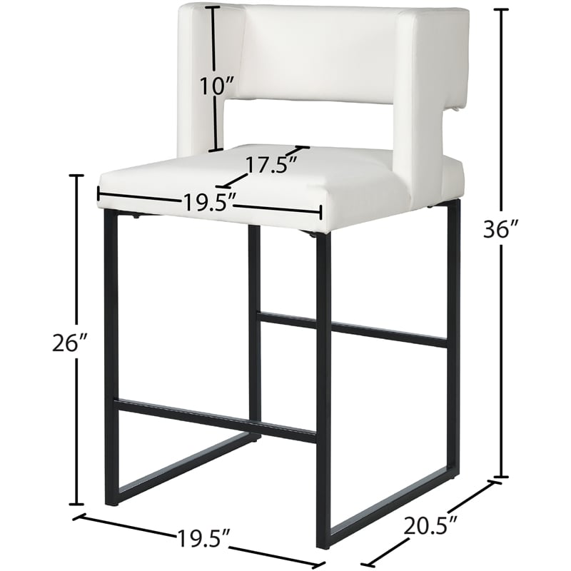 Maklaine Contemporary White Vegan Leather Counter Stool (Set of 2)