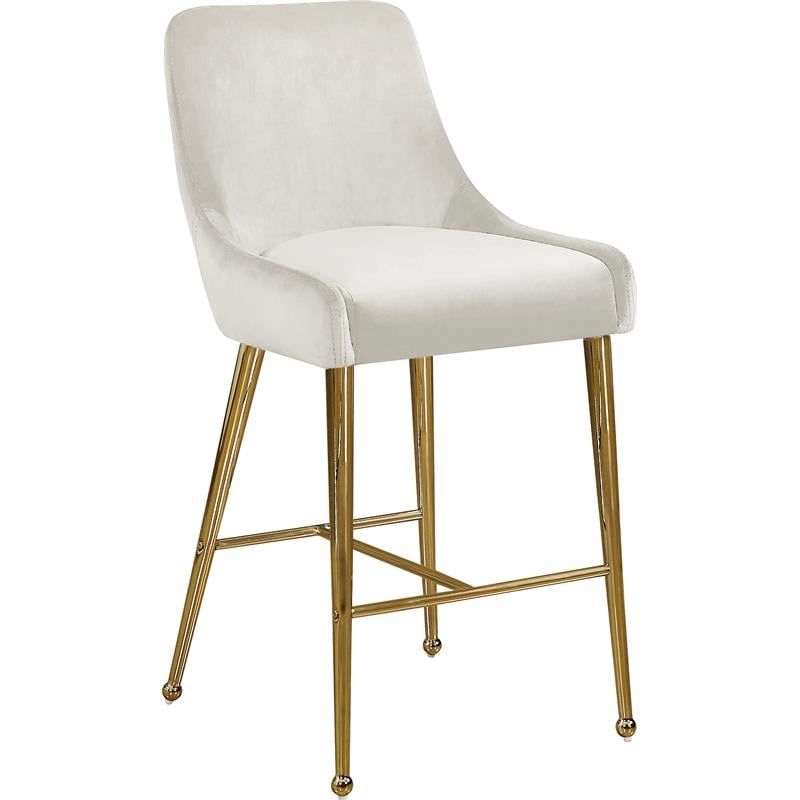 Maklaine Contemporary Cream Velvet Counter/Bar Stool (Set of 2)