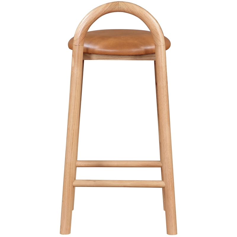 Maklaine Vegan Leather Cognac Stool Rectangular Contemporary Design 16.18