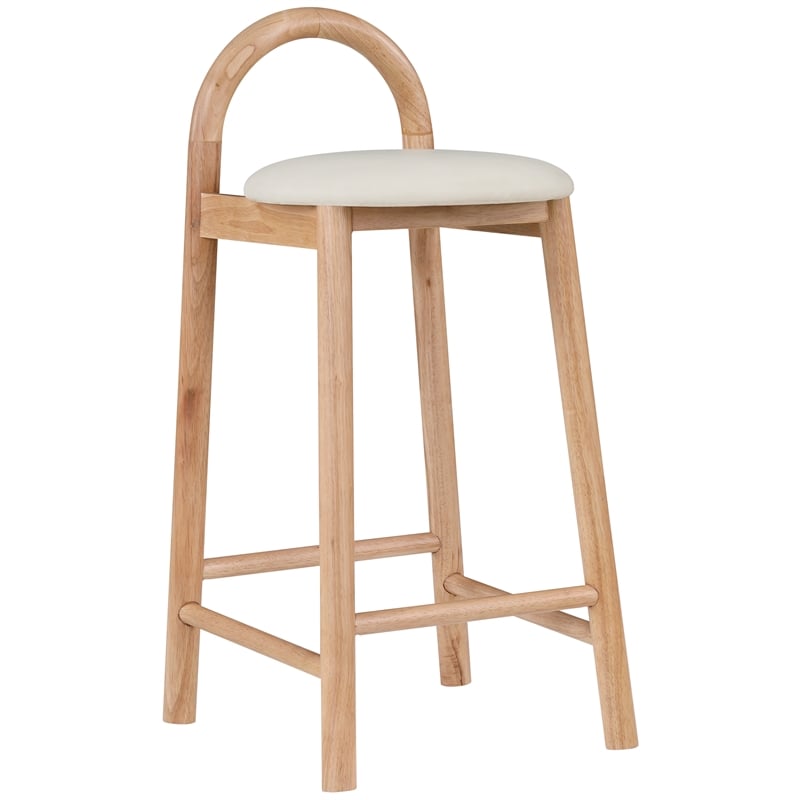Maklaine Contemporary Soft Cream Vegan Leather Stool (Set of 4)