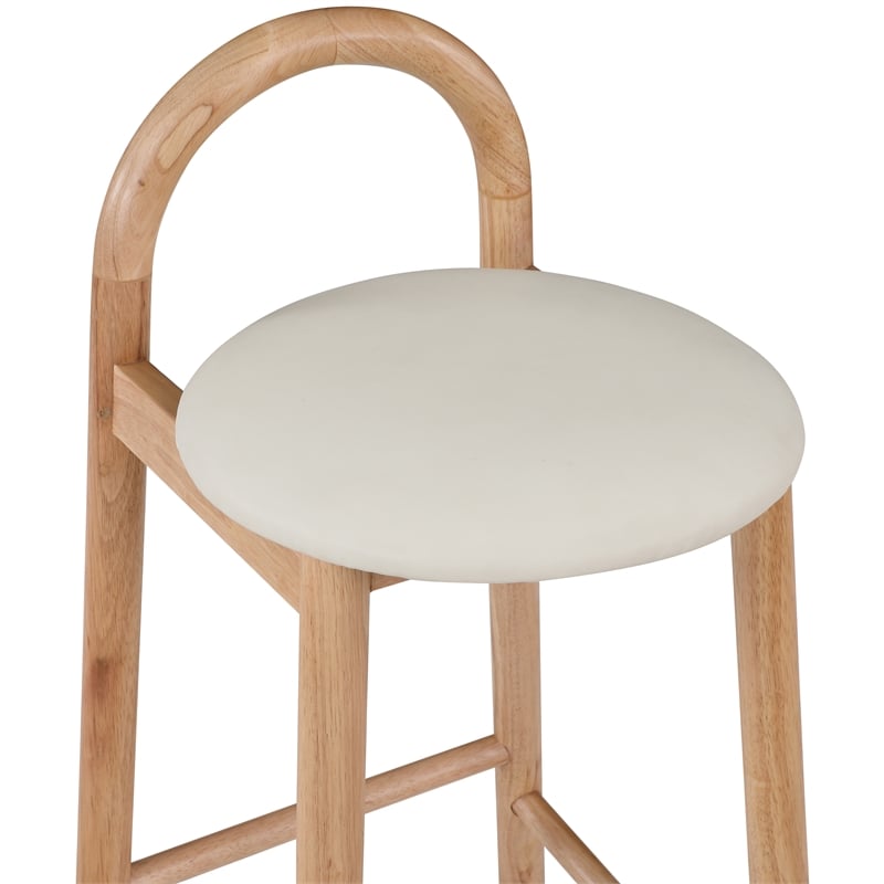 Maklaine Contemporary Soft Cream Vegan Leather Stool (Set of 4)