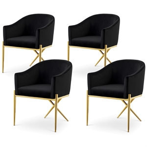 Maklaine Contemporary Black Velvet Dining Chair with Gold Steel Legs (Set of 4)