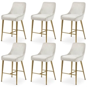 Maklaine Contemporary Cream Velvet Counter/Bar Stool (Set of 6)