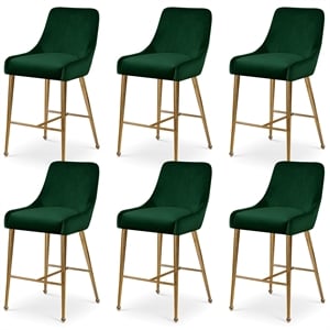 Maklaine Contemporary Green Velvet Counter/Bar Stool (Set of 6)