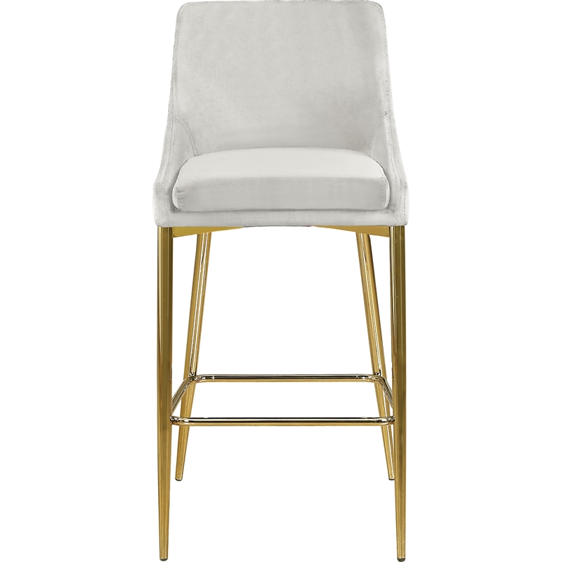 Maklaine Contemporary Cream Velvet Metal Frame Stool (Set of 4)