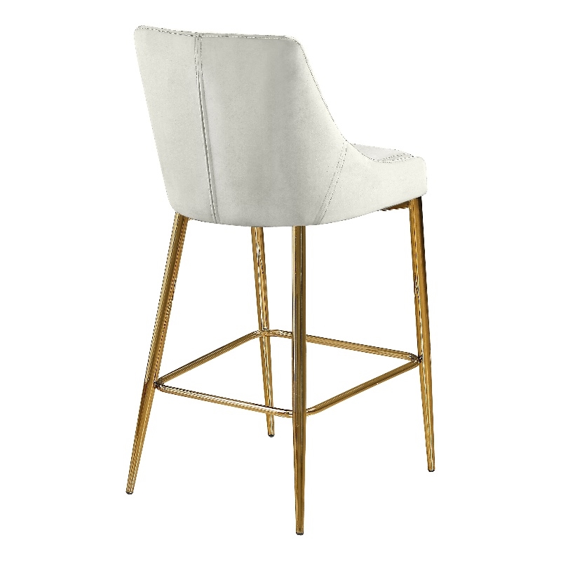 Maklaine Contemporary Cream Velvet Metal Frame Stool (Set of 4)