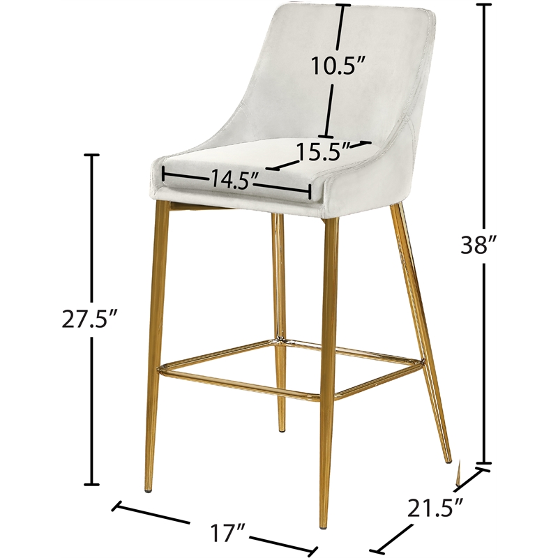 Maklaine Contemporary Cream Velvet Metal Frame Stool (Set of 6)