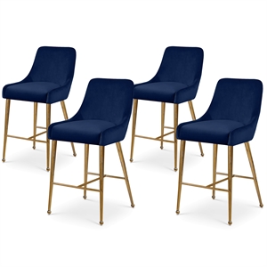 Maklaine Contemporary Navy Velvet Counter/Bar Stool (Set of 4)