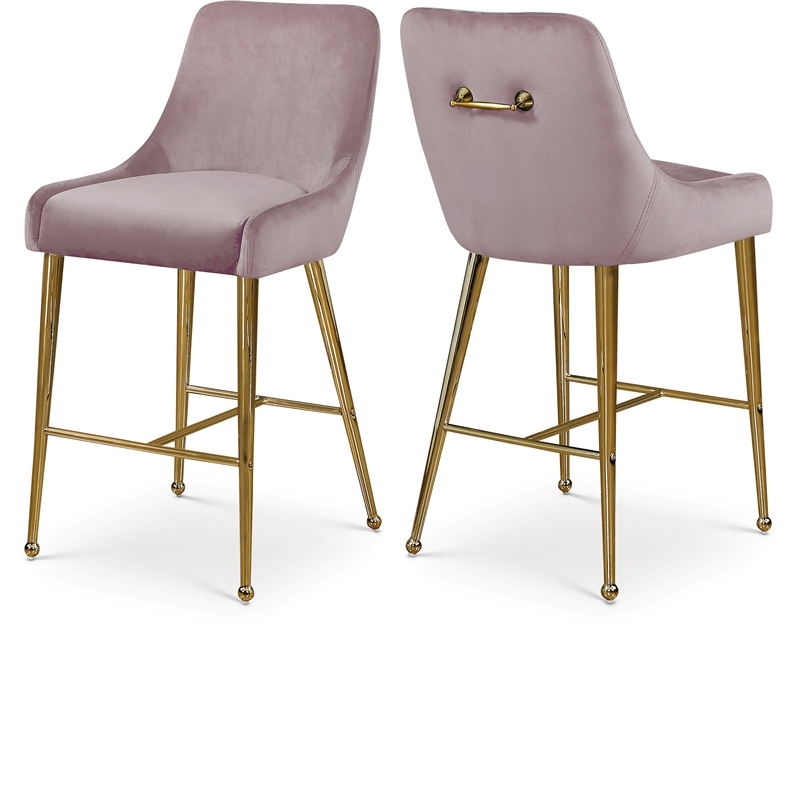 Maklaine Contemporary Pink Velvet Counter/Bar Stool (Set of 6)