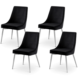 Maklaine Contemporary Black Velvet Metal Frame Dining Chair (Set of 4)