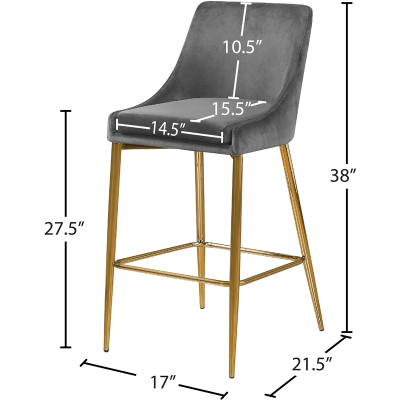 Maklaine Contemporary Grey Velvet Counter Height Stool (Set of 6)