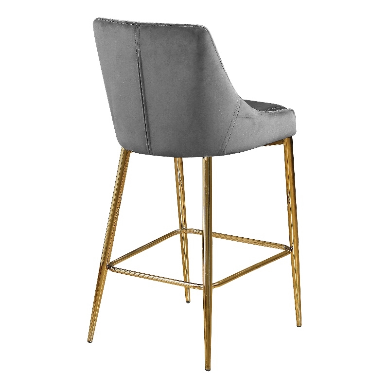 Maklaine Contemporary Grey Velvet Counter Height Stool (Set of 6)
