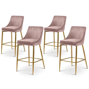 Maklaine Contemporary Pink Velvet Counter Height Stool (Set of 4)