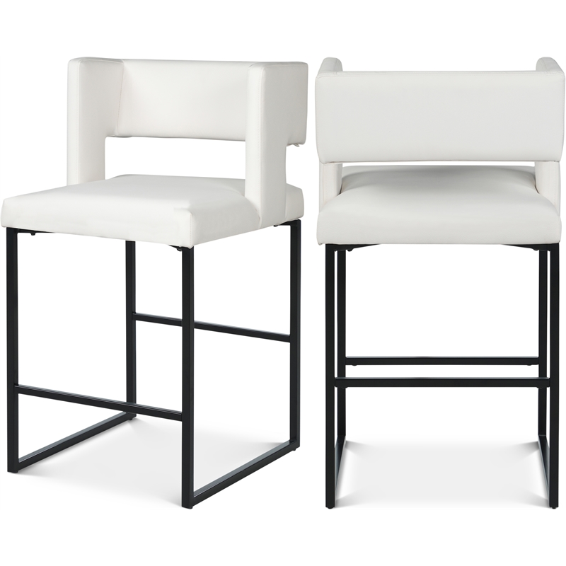 Maklaine Contemporary White Vegan Leather Counter Stool (Set of 4)